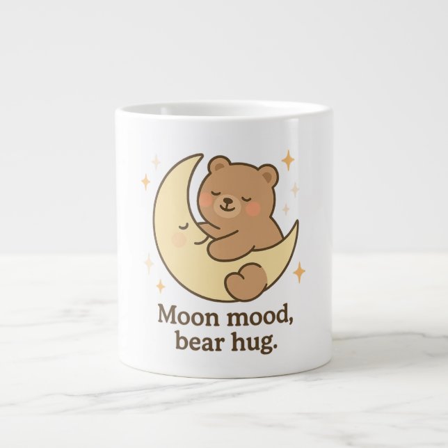 Moon Mood Bear Hug Mug Cute Cosy Aesthetic Gift  (Front)
