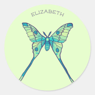 Moon Moth Magic - Butterfly Lover Art Classic Round Sticker