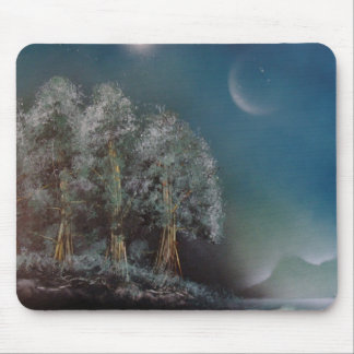 Moon Mountain And Trees By Bernardo Perales Mouse Mat