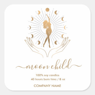 Moon Mystic Witchy Celestial Willow Soy Candle Sq Square Sticker