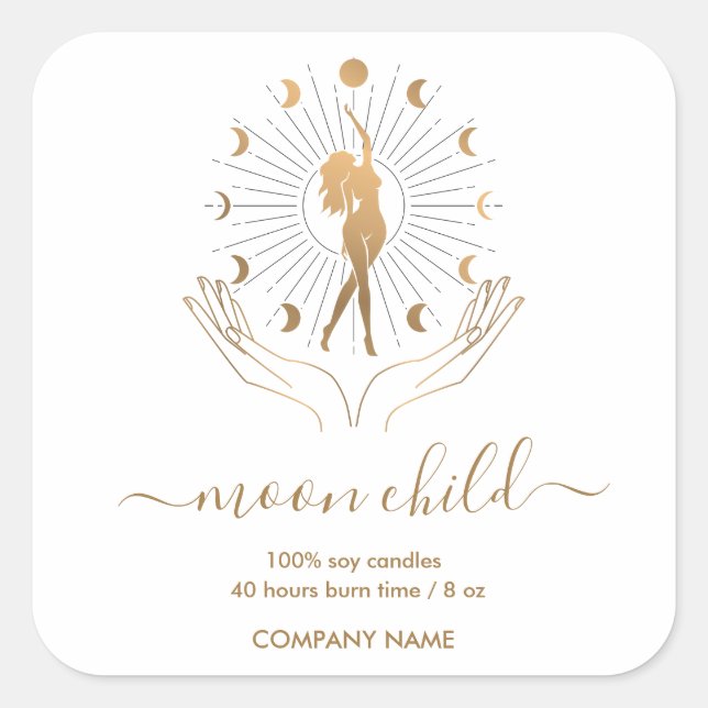 Moon Mystic Witchy Celestial Willow  Soy Candle Sq Square Sticker (Front)