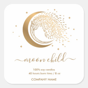 Moon Mystic Witchy Celestial Willow Tree Square Sticker