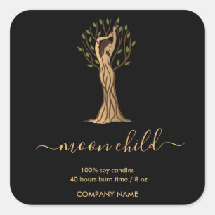 Moon Mystic Witchy Celestial Willow Tree  Square Sticker