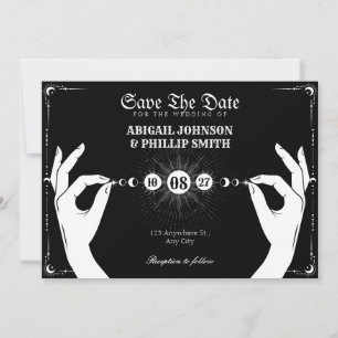 Moon mystical magic hand wedding invitation