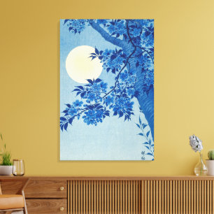 Moon Night Evening Tree Blue Moonlit Canvas Print