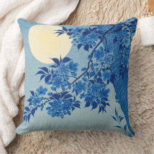 Moon Night Evening Tree Blue Moonlit Cushion
