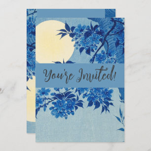 Moon Night Evening Tree Blue Moonlit Invitation