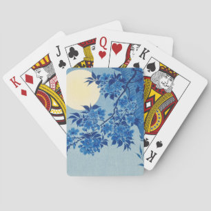 Moon Night Evening Tree Blue Moonlit Playing Cards