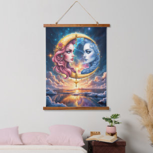 Moon of Eternal Balance – Fire & Water Souls.  Hanging Tapestry