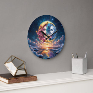 Moon of Eternal Balance – Fire & Water Souls. Large Clock