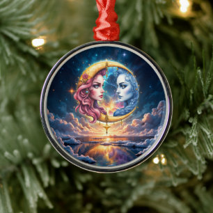 Moon of Eternal Balance – Fire & Water Souls.  Metal Tree Decoration