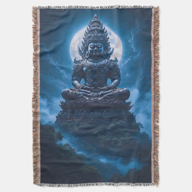 Moon of the Silent Guardian Throw Blanket (Front Vertical)