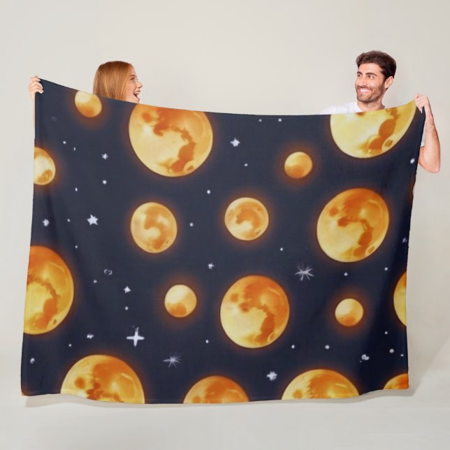 Moon on Fire pattern Fleece Blanket (In Situ)