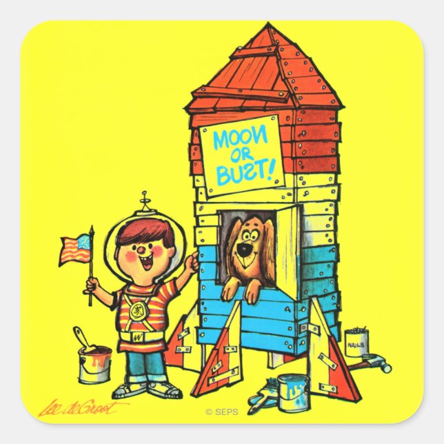 Moon or Bust! Square Sticker (Front)