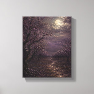 Moon Orchard in Plum Noir Moody Landscape Canvas P Print