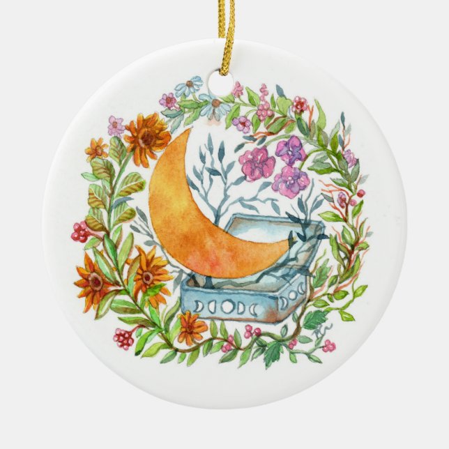 Moon out of the Box Ceramic Tree Decoration (Front)