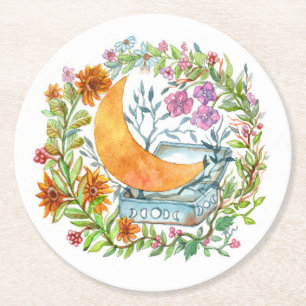 Moon out of the Box Round Paper Coaster