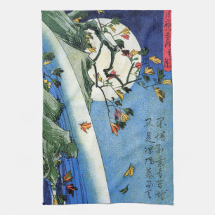 Moon over a Waterfall, Hiroshige, Ukiyo-e Tea Towel