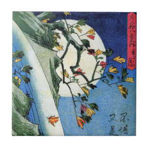 Moon over a Waterfall, Hiroshige, Ukiyo-e Tile