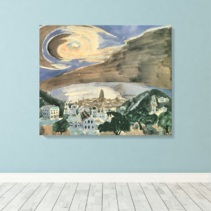 Moon Over Barcelona by Walter Gramatte Canvas Print