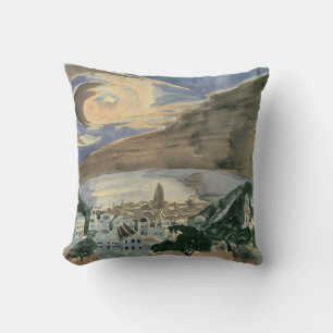 Moon Over Barcelona by Walter Gramatte Cushion