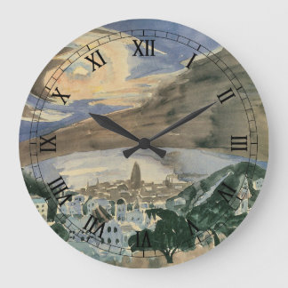 Moon Over Barcelona by Walter Gramatte Large Clock