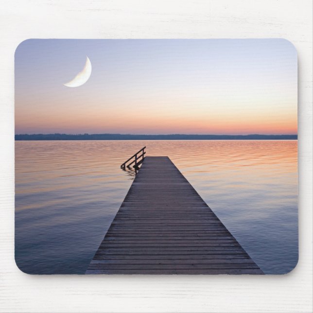Moon Over Buscharner Footbridge | Starnberg Lake Mouse Mat (Front)