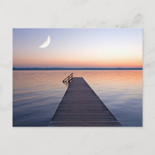 Moon Over Buscharner Footbridge   Starnberg Lake Postcard