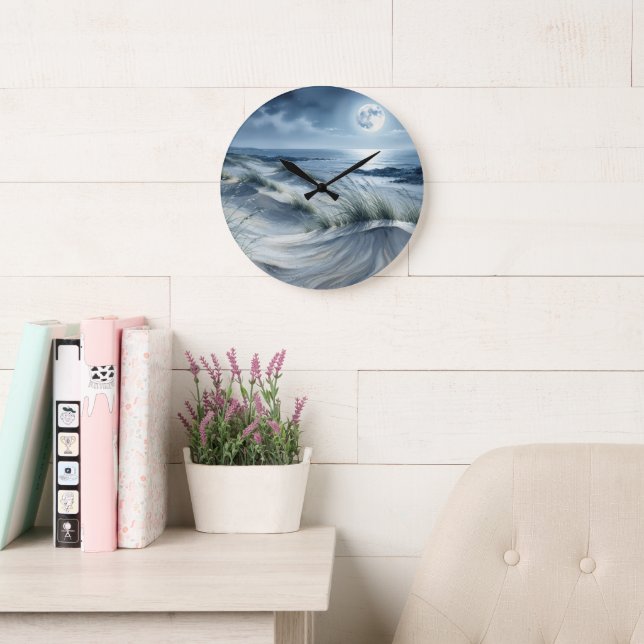 Moon Over Calm Sea Large Clock (Reading Room)