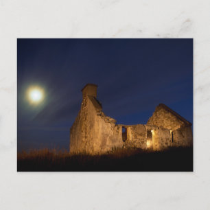 Moon Over Cottage Ruins   County Galway, Ireland Postcard