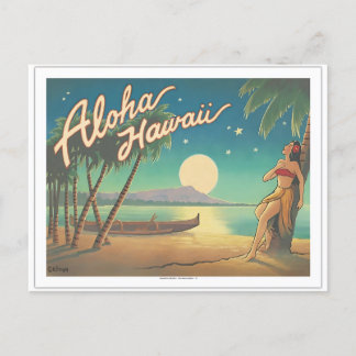 Moon Over Diamond Head Holiday Postcard