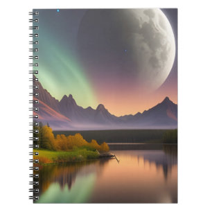 Moon over Mountain Landscape Notebook