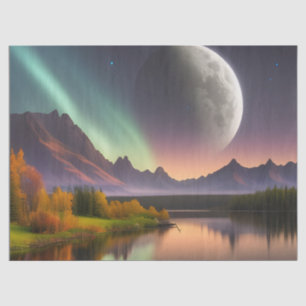 Moon over Mountain Landscape Tissue Paper