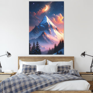 Moon Over Mountains | Celestial Night Print