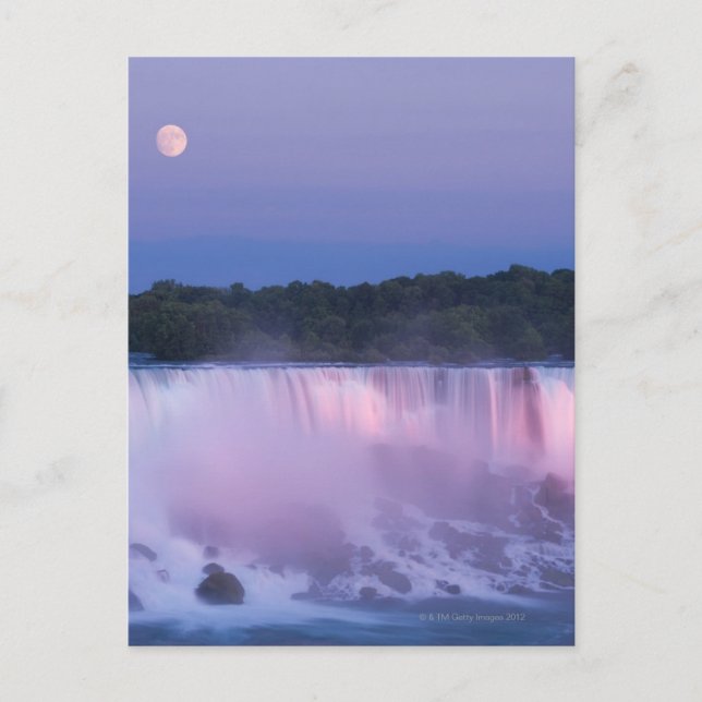 Moon over Niagara Falls Postcard (Front)