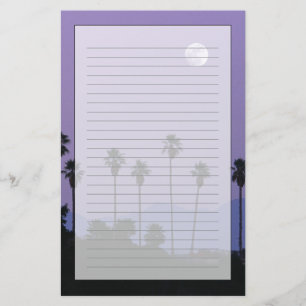 Moon over palm trees at dusk, Hollywood Stationery