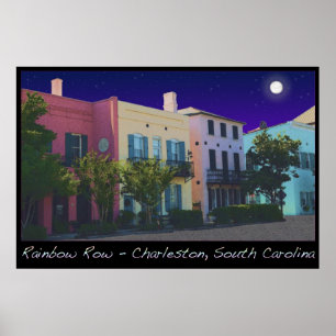 Moon over Rainbow Row Poster