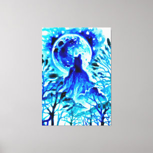 Moon over the mountains and forest  canvas print