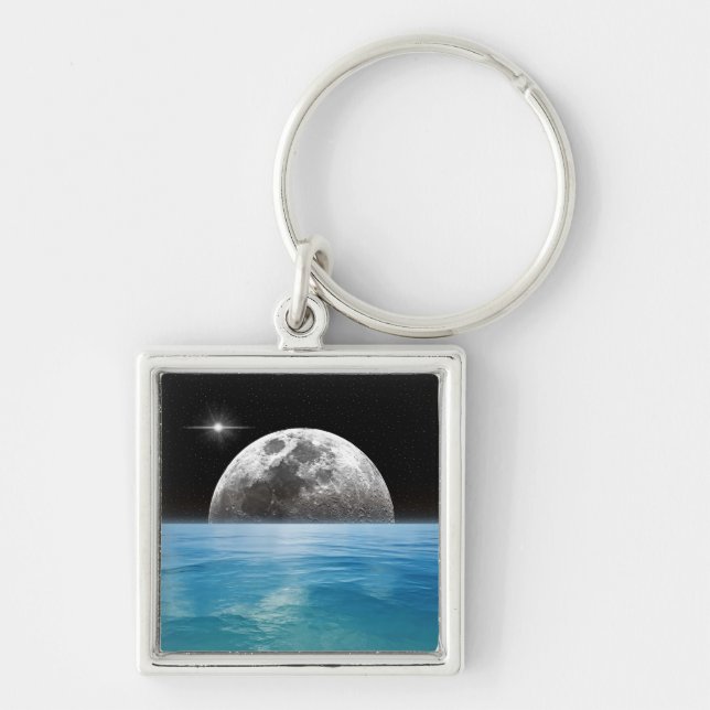 Moon Over the Ocean Key Ring (Front)
