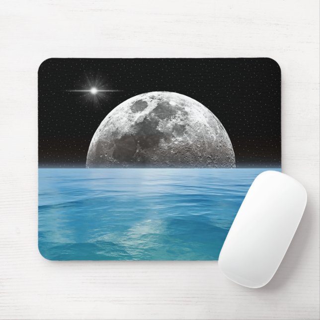 Moon Over the Ocean Mouse Mat (With Mouse)