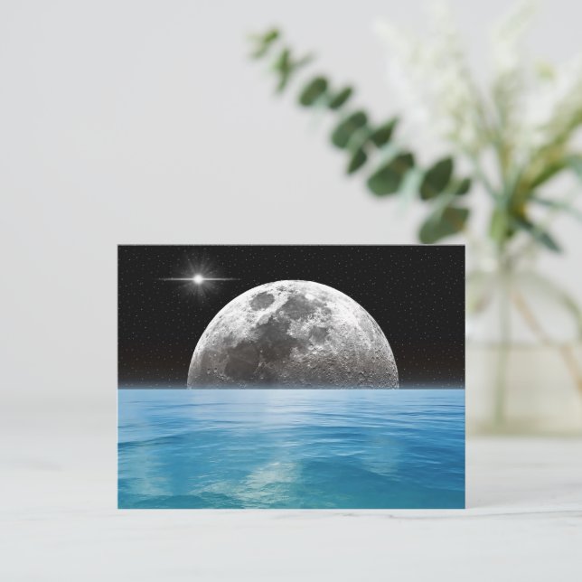 Moon Over the Ocean Postcard (Standing Front)