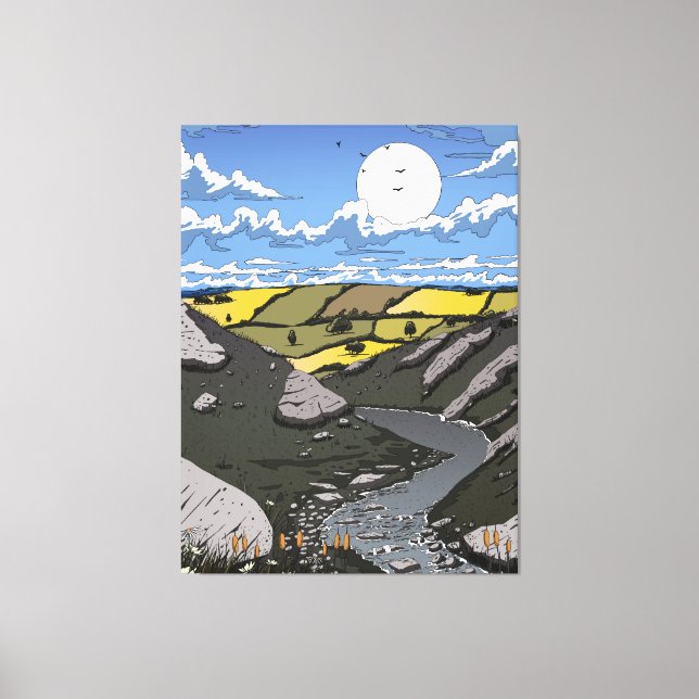 Moon Over The Valley Canvas Print (Front)