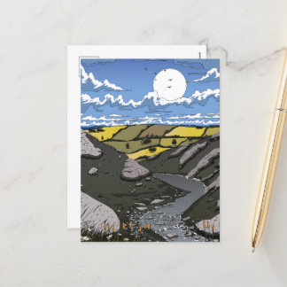 Moon Over The Valley Holiday Postcard