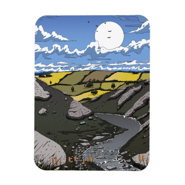 Moon Over The Valley Magnet (Vertical)