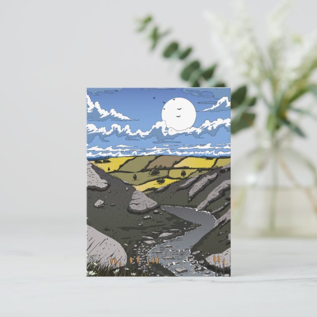 Moon Over The Valley Postcard (Standing Front)