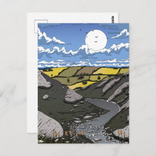 Moon Over The Valley Postcard