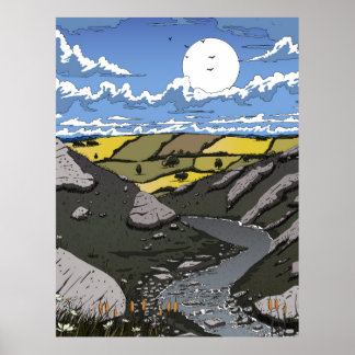 Moon Over The Valley Poster