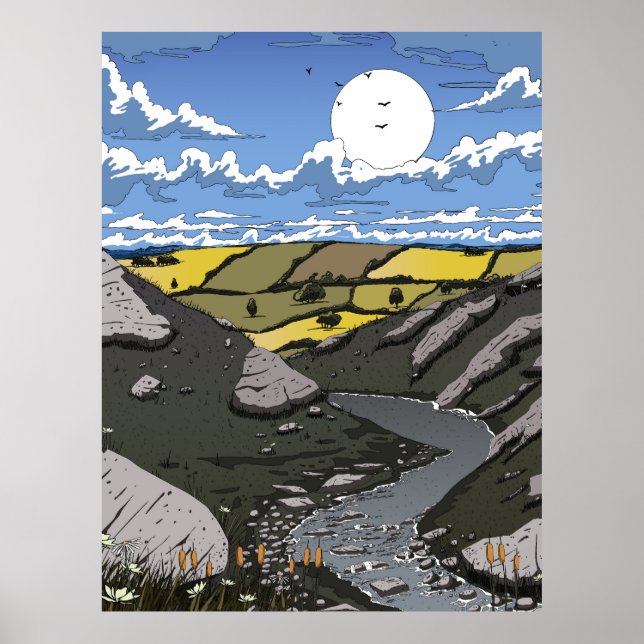 Moon Over The Valley Poster (Front)