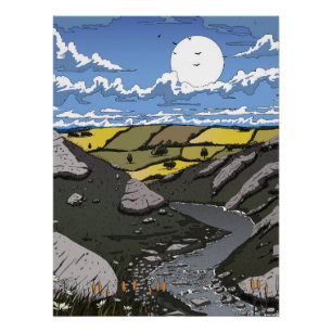 Moon Over The Valley Poster