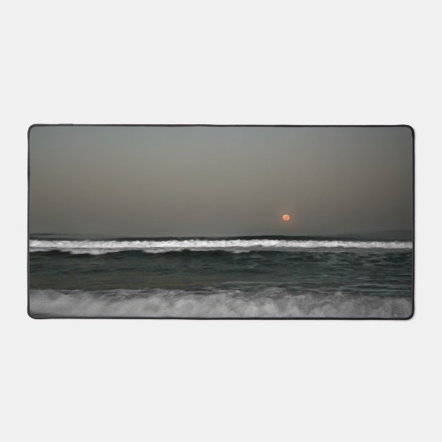 Moon Over Waves Desk Mat (Front)